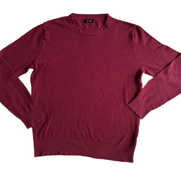 J CREW BURGUNDY LONG SLEEVE CASHMERE BLEND CREWNECK SWEATER SIZE MEDIUM - Picture 1 of 7